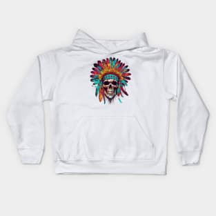 Native American Chief Skull #2 Kids Hoodie